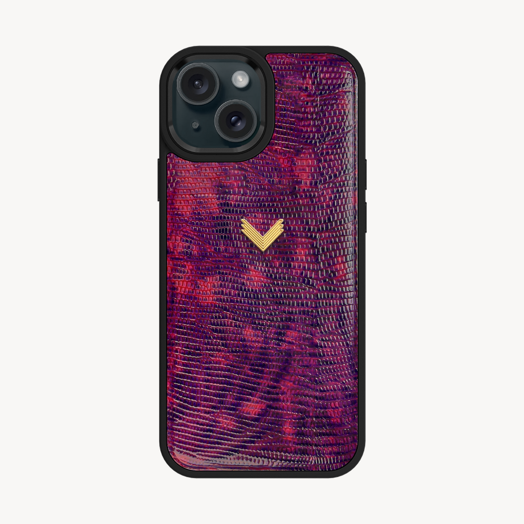 iPhone 15 Phone Case, Calf Leather, Lizard Texture