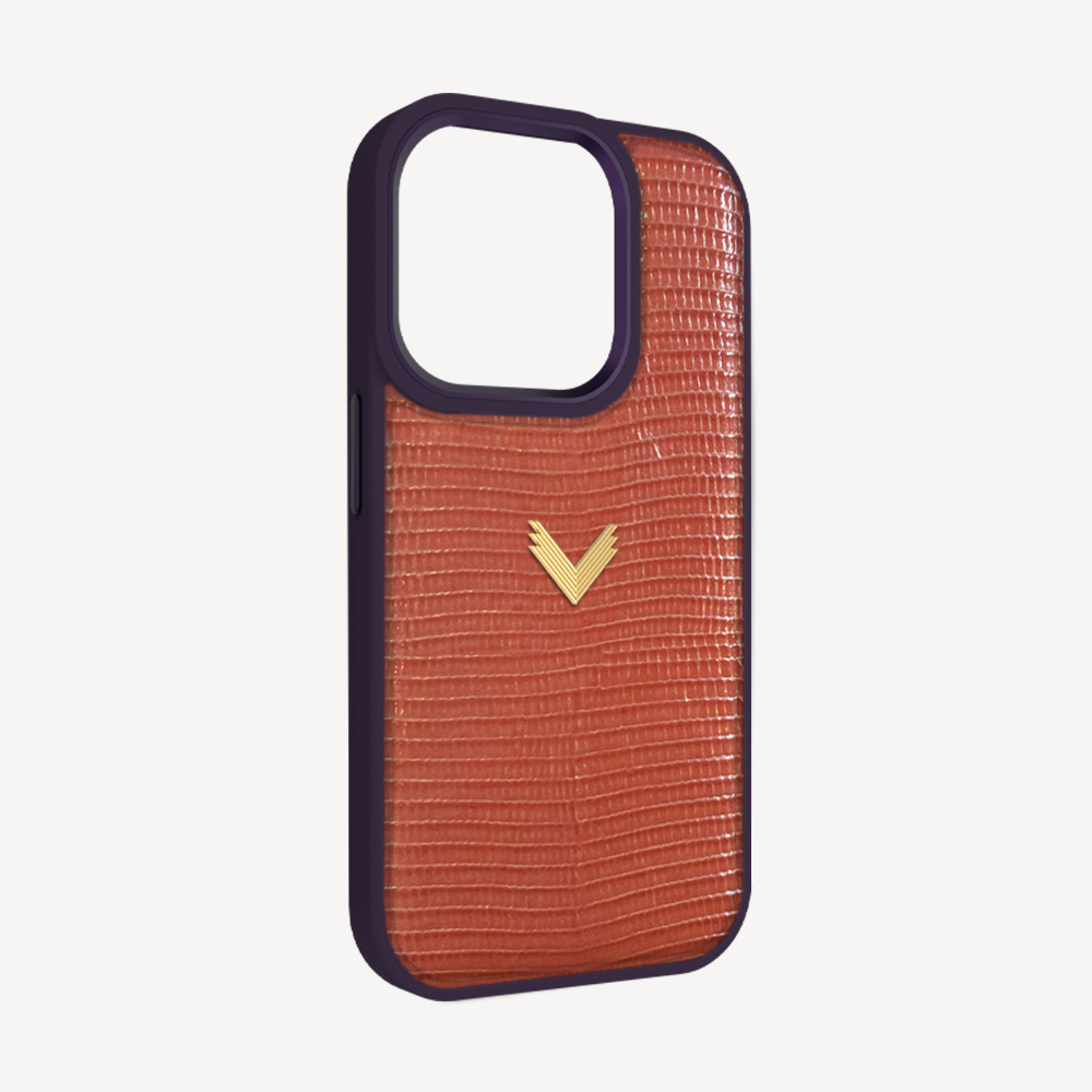 iPhone 15 Pro Phone Case, Calf Leather, Lizard Texture