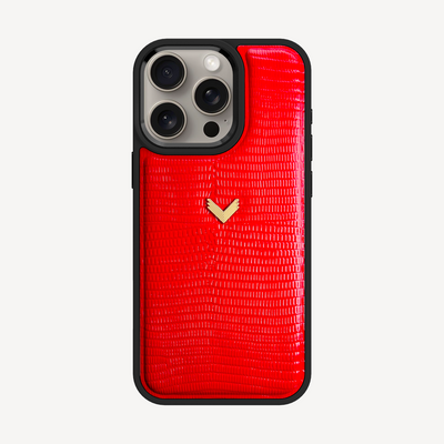 iPhone 15 Pro Phone Case, Calf Leather, Lizard Texture