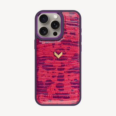 iPhone 15 Pro Phone Case, Calf Leather, Lizard Texture