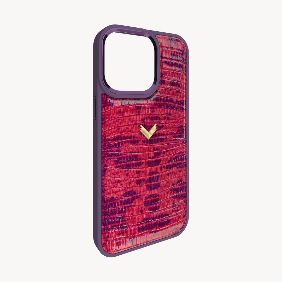 iPhone 15 Pro Phone Case, Calf Leather, Lizard Texture