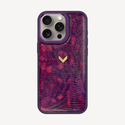 iPhone 15 Pro Phone Case, Calf Leather, Lizard Texture