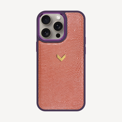 iPhone 15 Pro Phone Case, Calf Leather, Lizard Texture