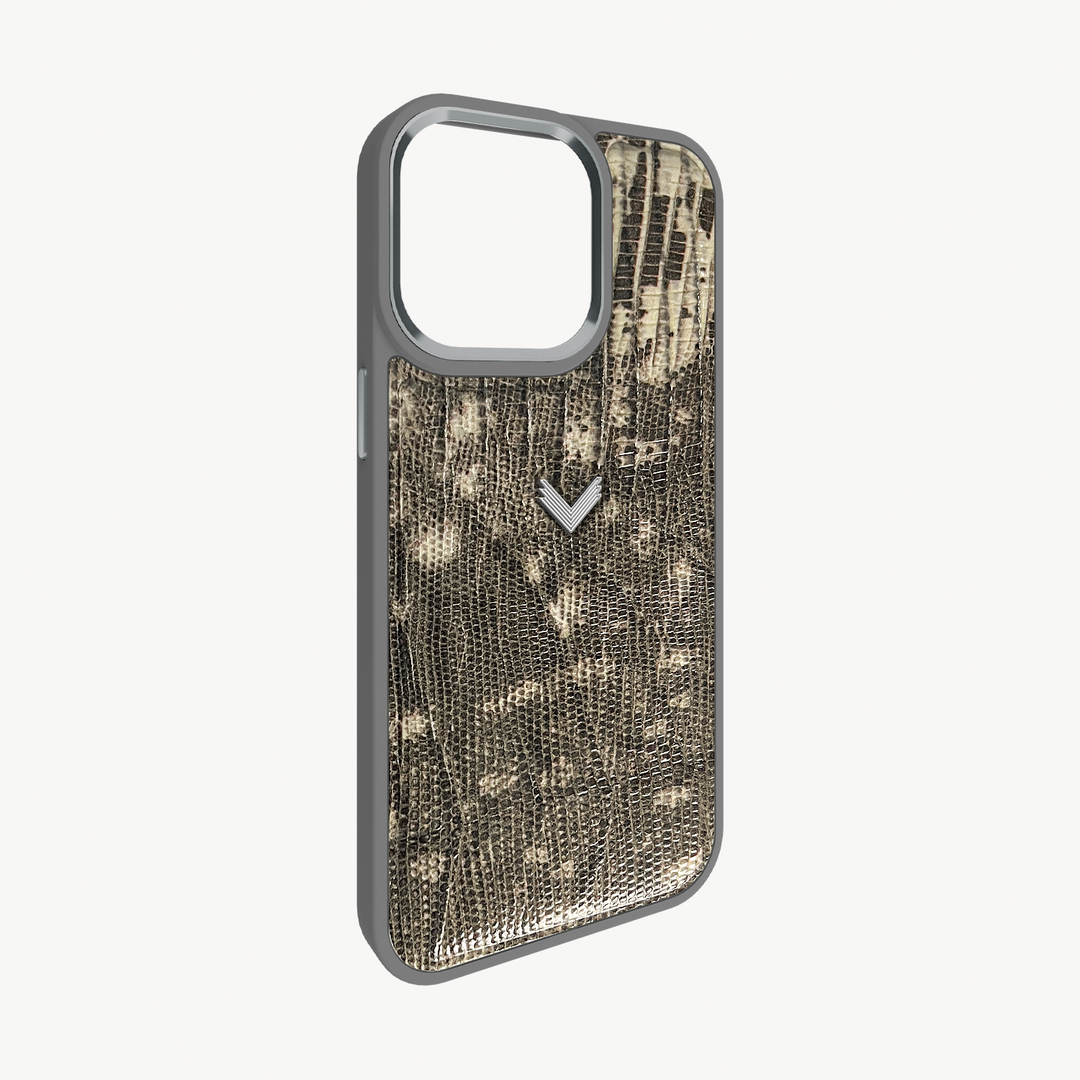 iPhone 15 Pro Phone Case, Calf Leather, Lizard Texture