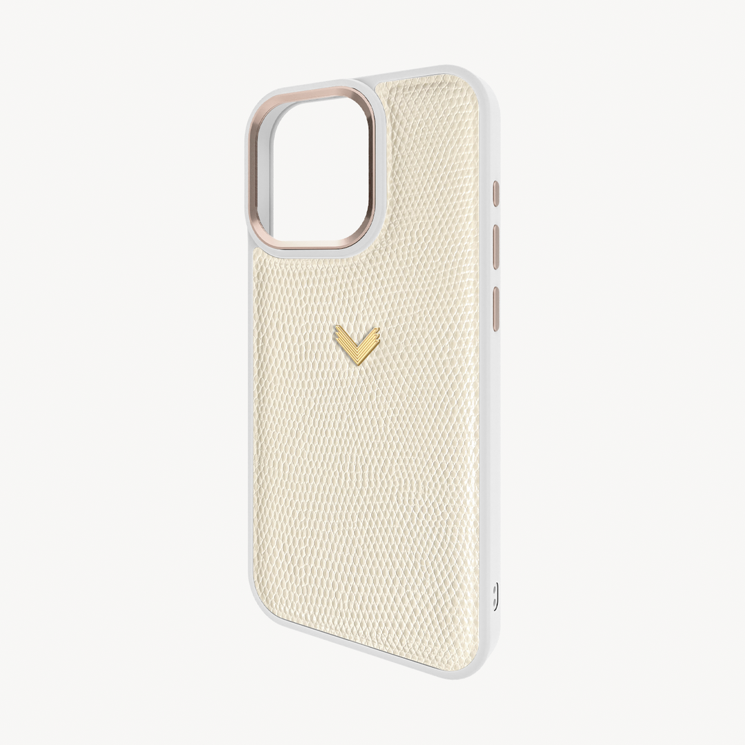 iPhone 15 Pro Phone Case, Calf Leather, Lizard Texture
