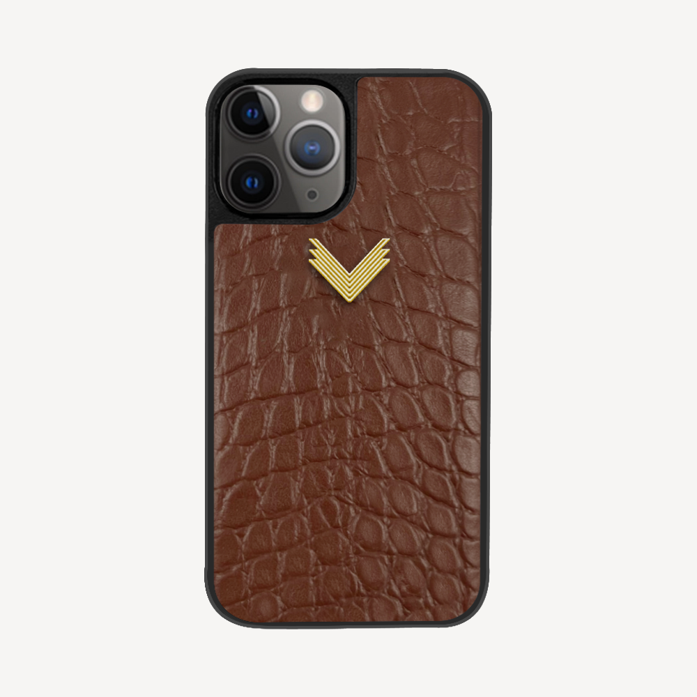 iPhone 11 Pro Phone Case, Calf Leather, Alligator Texture