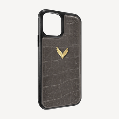 iPhone 12 Pro Max Phone Case, Calf Leather, Crocodile Texture