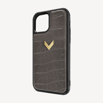 iPhone 12 Pro Max Phone Case, Calf Leather, Crocodile Texture