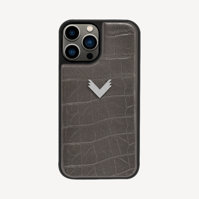 iPhone 12 Pro Max Phone Case, Calf Leather, Crocodile Texture