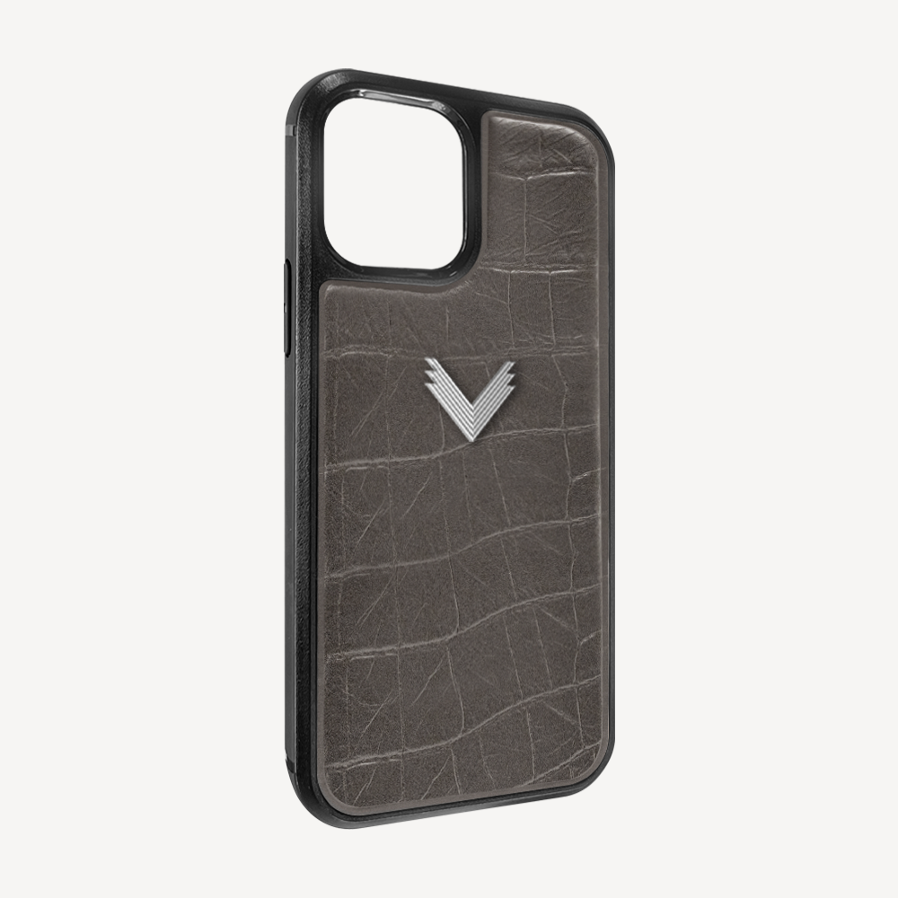 iPhone 12/12 Pro Phone Case, Calf Leather, Crocodile Texture