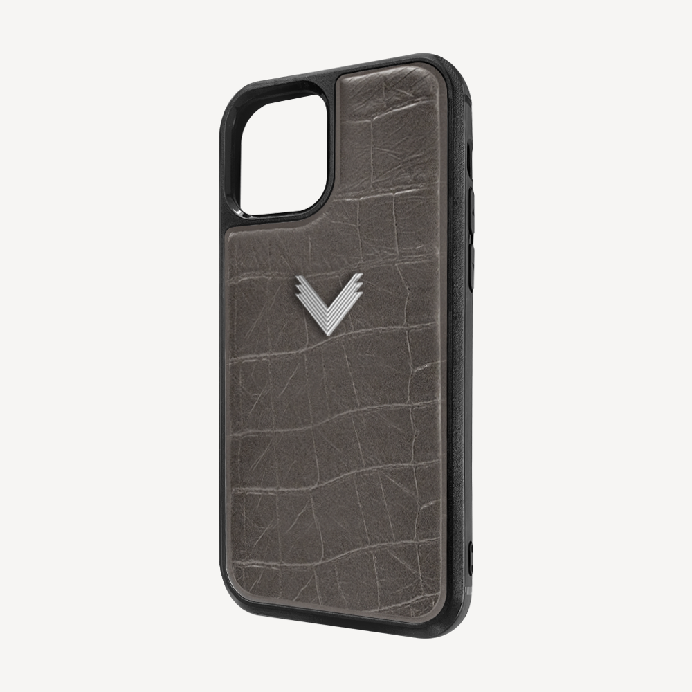 iPhone 12/12 Pro Phone Case, Calf Leather, Crocodile Texture