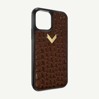 iPhone 12/12 Pro Phone Case, Calf Leather, Crocodile Texture