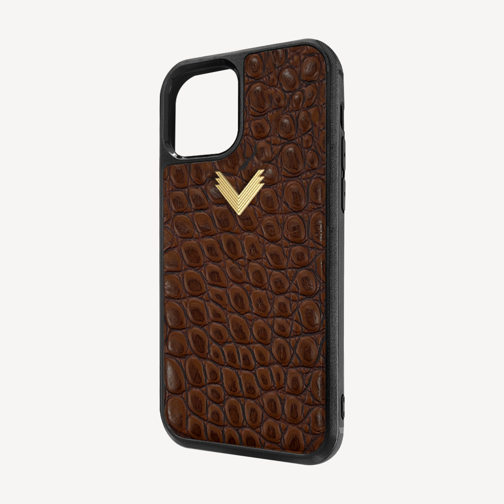 iPhone 12/12 Pro Phone Case, Calf Leather, Crocodile Texture