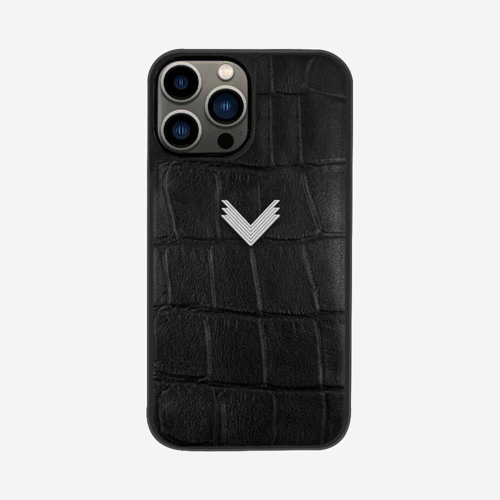 iPhone 12 Pro Max Phone Case, Calf Leather, Crocodile Texture