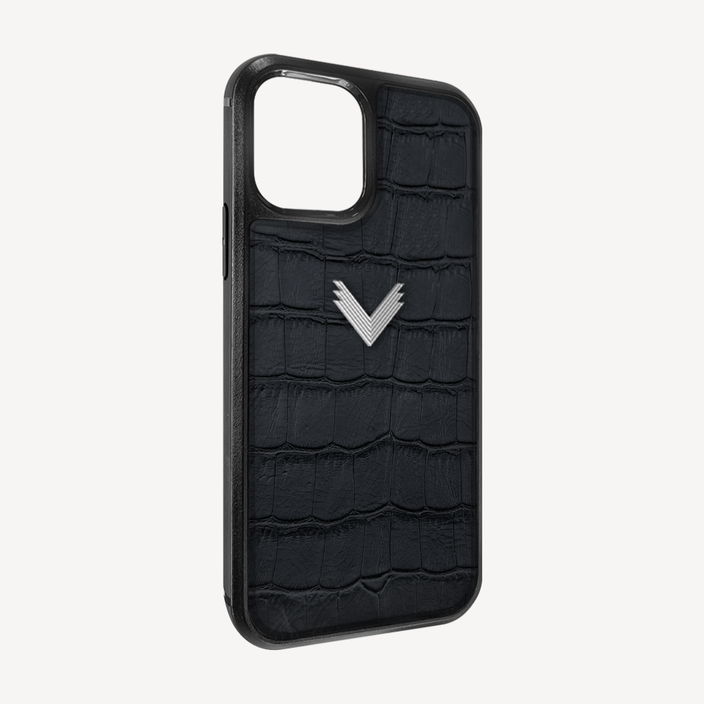 iPhone 12/12 Pro Phone Case, Calf Leather, Crocodile Texture