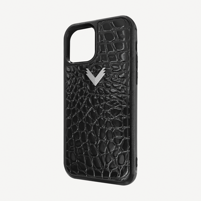 iPhone 12 Mini Phone Case, Calf Leather, Crocodile Texture