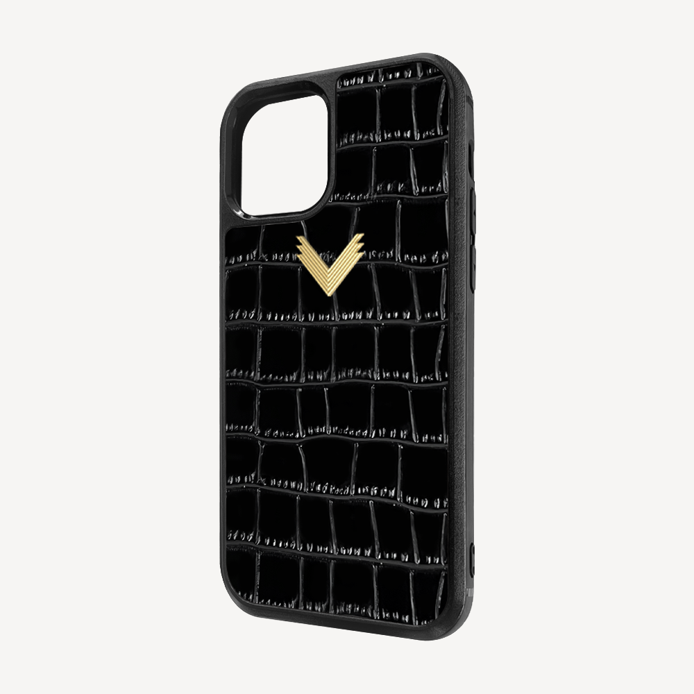 iPhone 12 Pro Max Phone Case, Calf Leather, Crocodile Texture