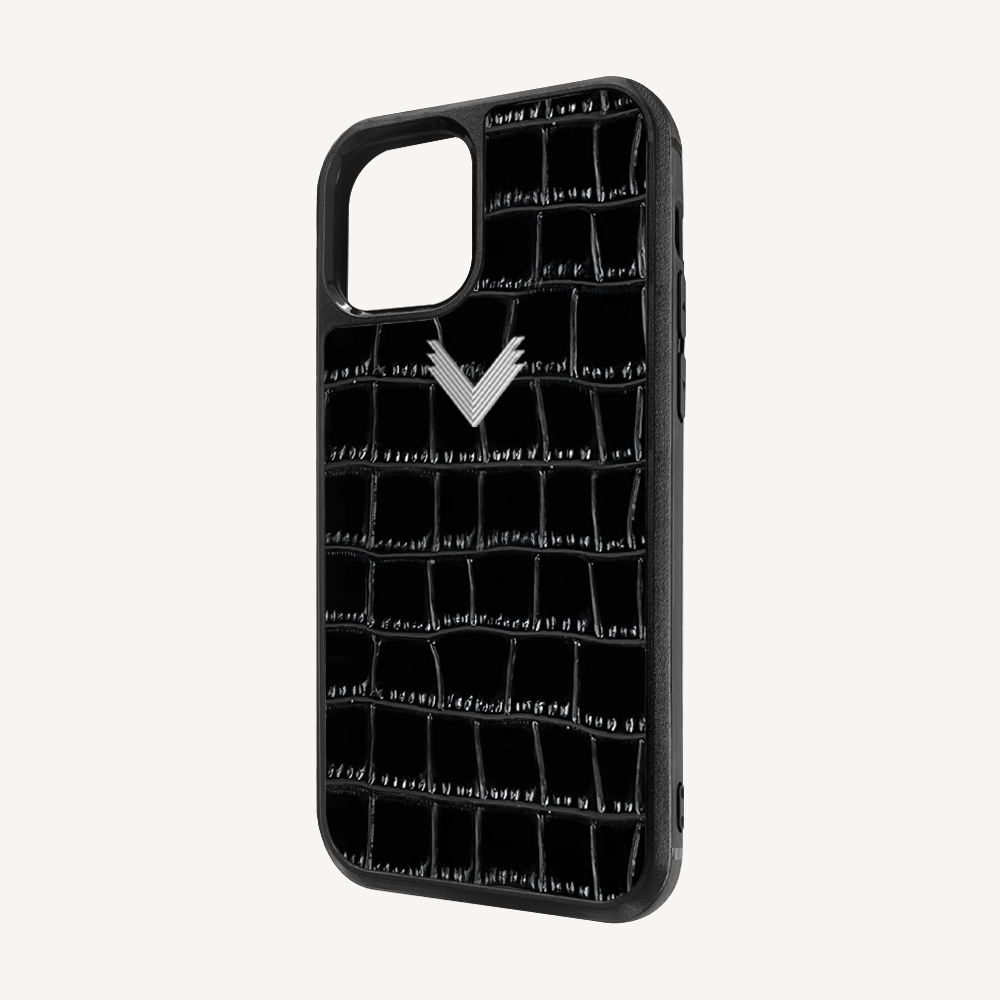iPhone 12 Pro Max Phone Case, Calf Leather, Crocodile Texture