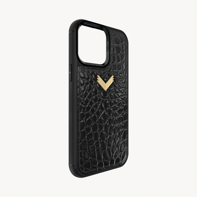 iPhone 13 Pro Phone Case, Calf Leather, Crocodile Texture
