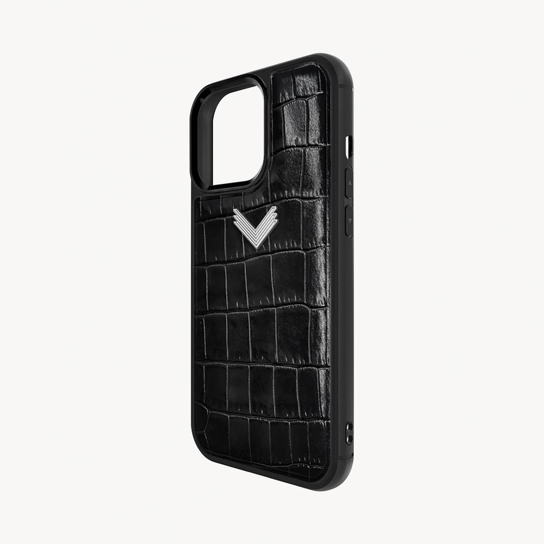 iPhone 13 Pro Max Phone Case, Calf Leather, Crocodile Texture