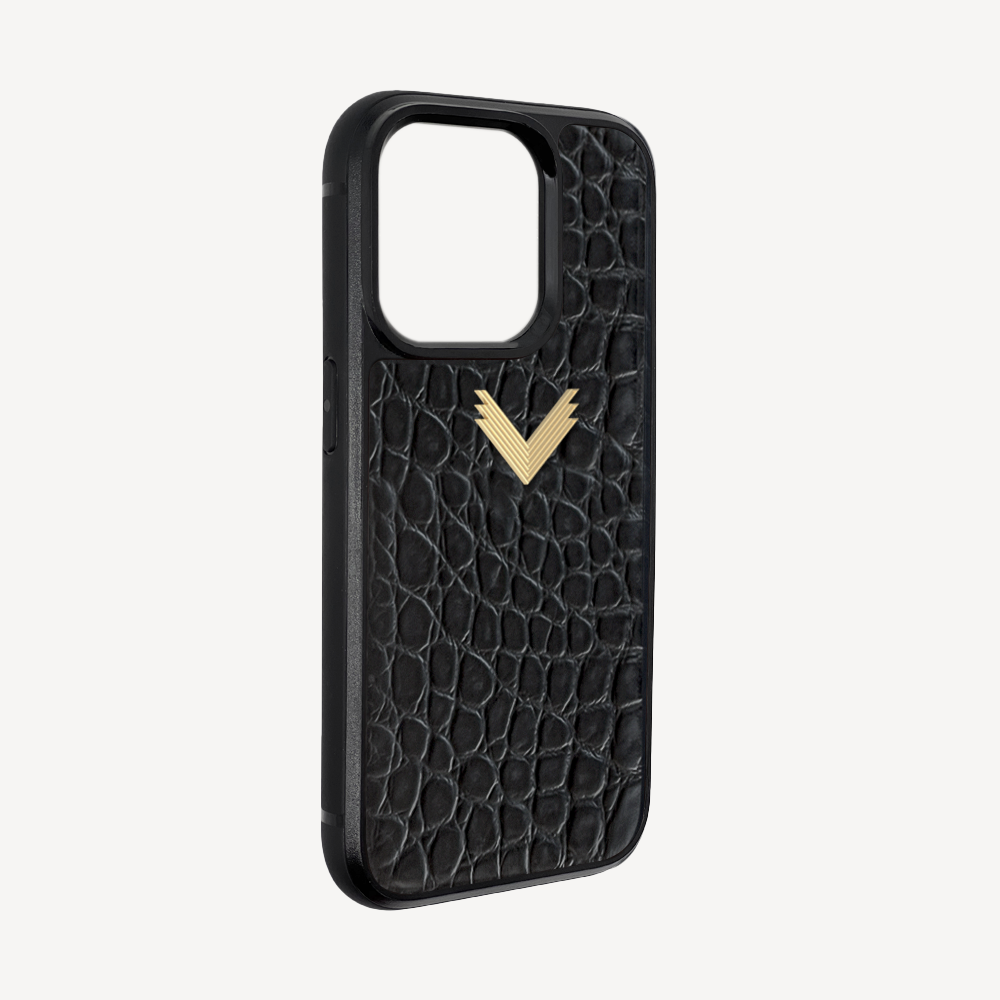 iPhone 13 Pro Max Phone Case, Calf Leather, Crocodile Texture