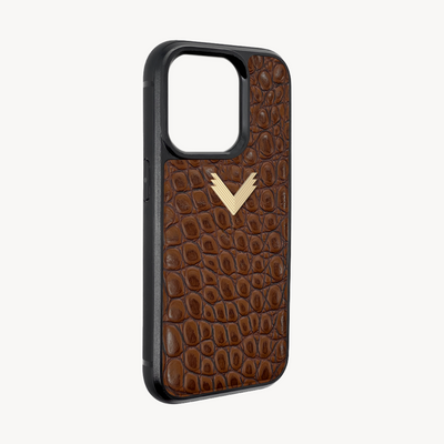 iPhone 13 Pro Max Phone Case, Calf Leather, Crocodile Texture