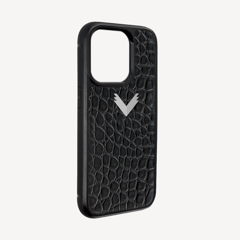 iPhone 13 Pro Max Phone Case, Calf Leather, Crocodile Texture