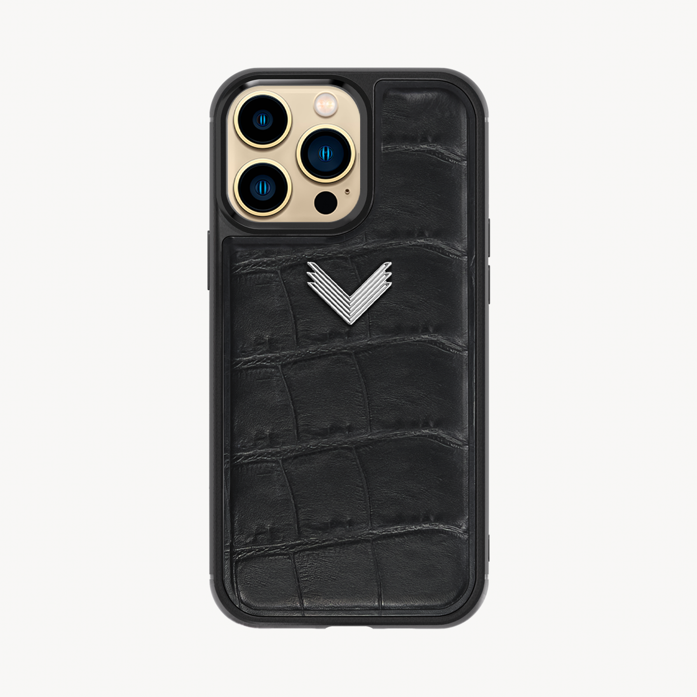 iPhone 14 Pro Max Phone Case, Calf Leather, Crocodile Texture