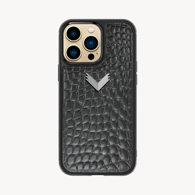 iPhone 13 Pro Phone Case, Calf Leather, Crocodile Texture