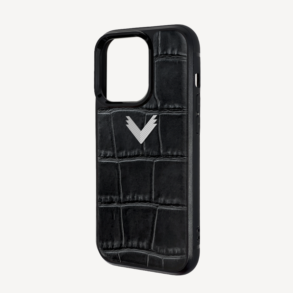 iPhone 13 Pro Max Phone Case, Calf Leather, Crocodile Texture