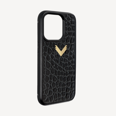 iPhone 13 Pro Phone Case, Calf Leather, Crocodile Texture