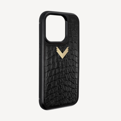 iPhone 14 Pro Max Phone Case, Calf Leather, Crocodile Texture
