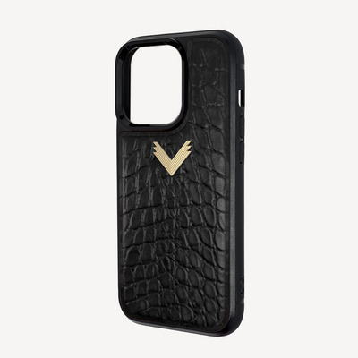 iPhone 14 Pro Max Phone Case, Calf Leather, Crocodile Texture