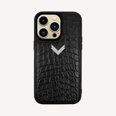 iPhone 14 Pro Max Phone Case, Calf Leather, Crocodile Texture