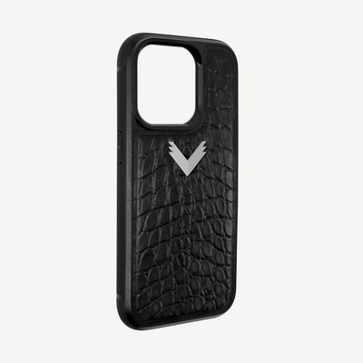 iPhone 14 Pro Max Phone Case, Calf Leather, Crocodile Texture