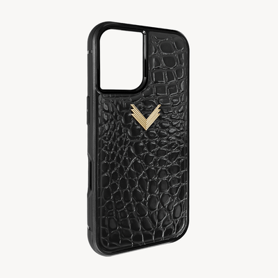 iPhone 16 Phone Case, Calf Leather, Crocodile Texture
