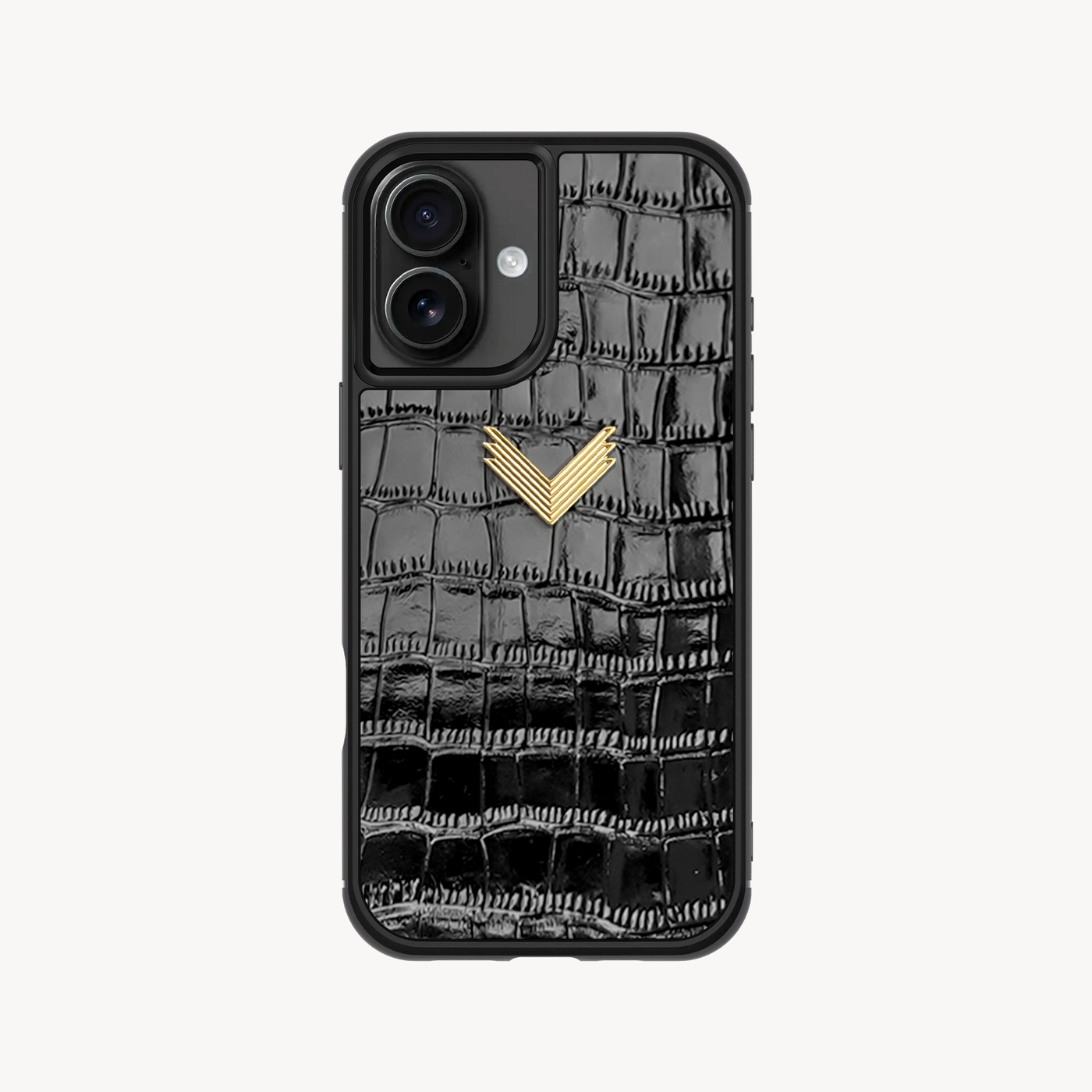 iPhone 16 Plus Phone Case, Calf Leather, Crocodile Texture