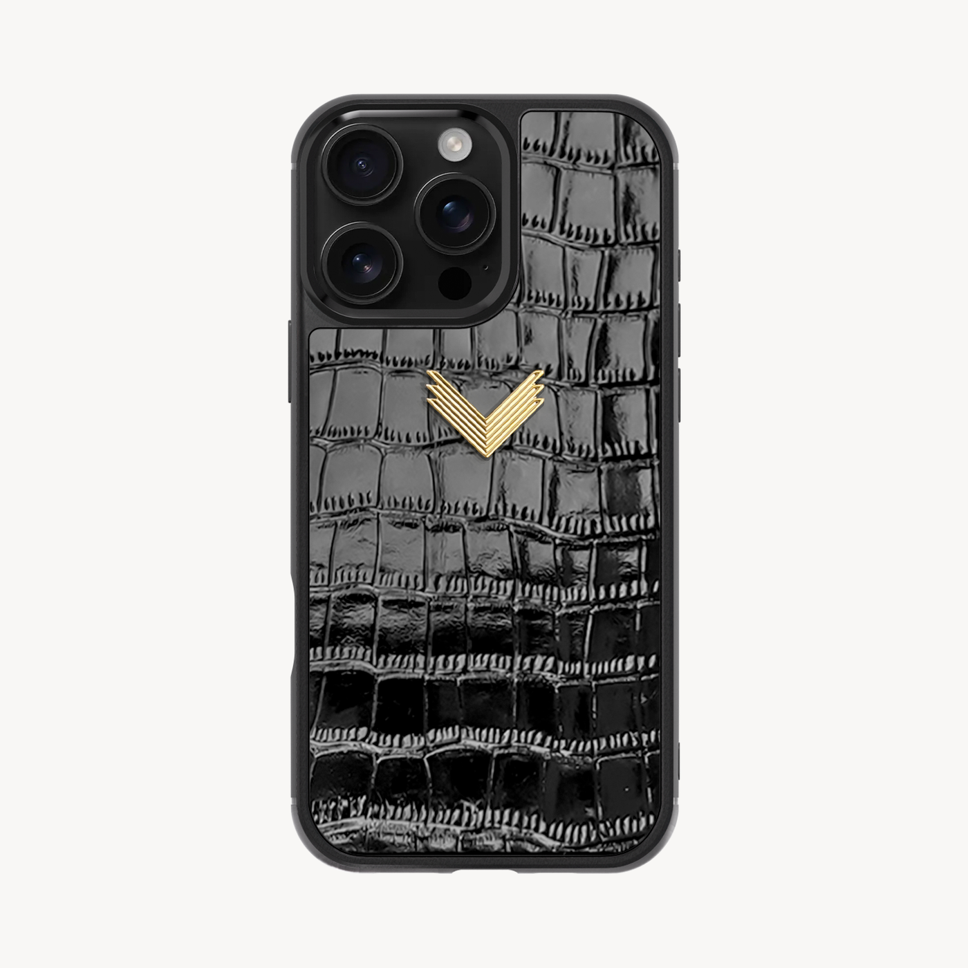 iPhone 16 Pro Phone Case, Calf Leather, Crocodile Texture