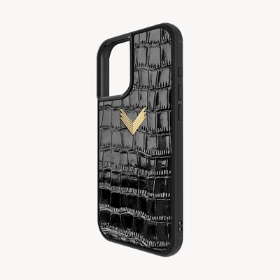 iPhone 16 Phone Case, Calf Leather, Crocodile Texture