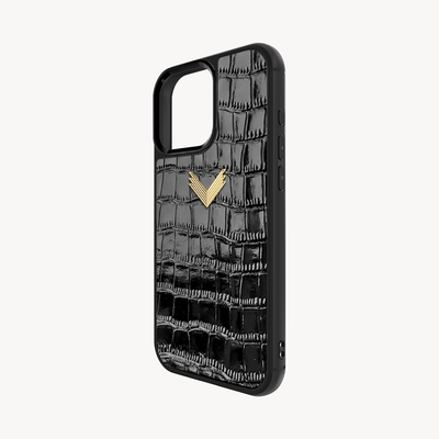 iPhone 16 Pro Phone Case, Calf Leather, Crocodile Texture