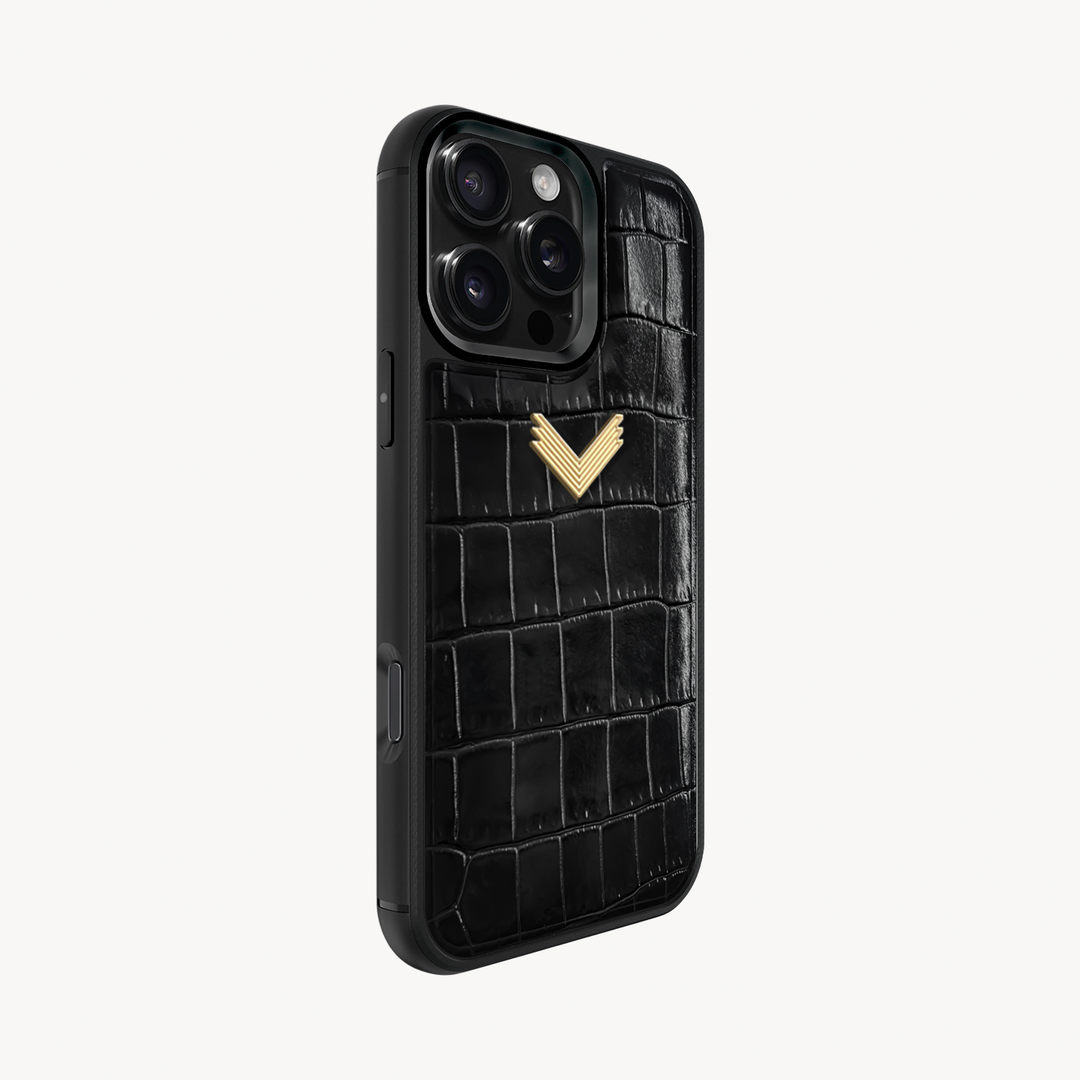 iPhone 16 Pro Max Phone Case, Calf Leather, Crocodile Texture