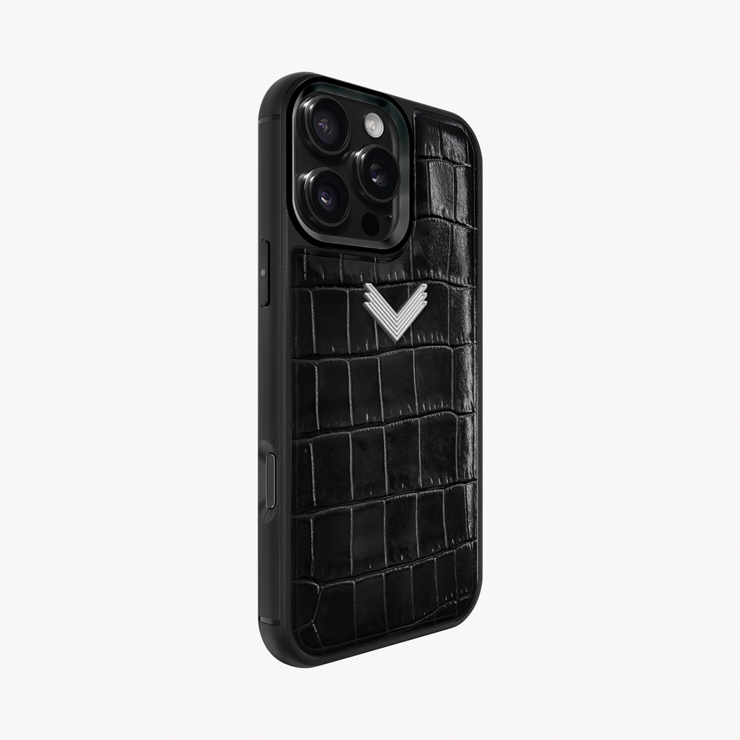 iPhone 16 Pro Max Phone Case, Calf Leather, Crocodile Texture