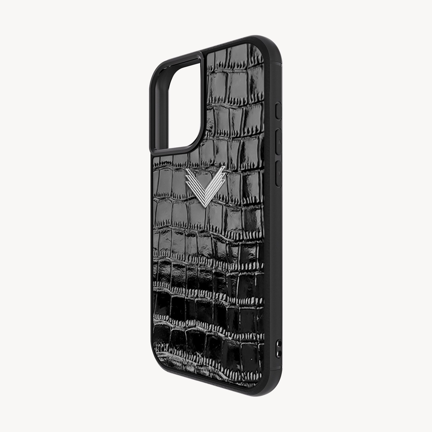 iPhone 16 Phone Case, Calf Leather, Crocodile Texture