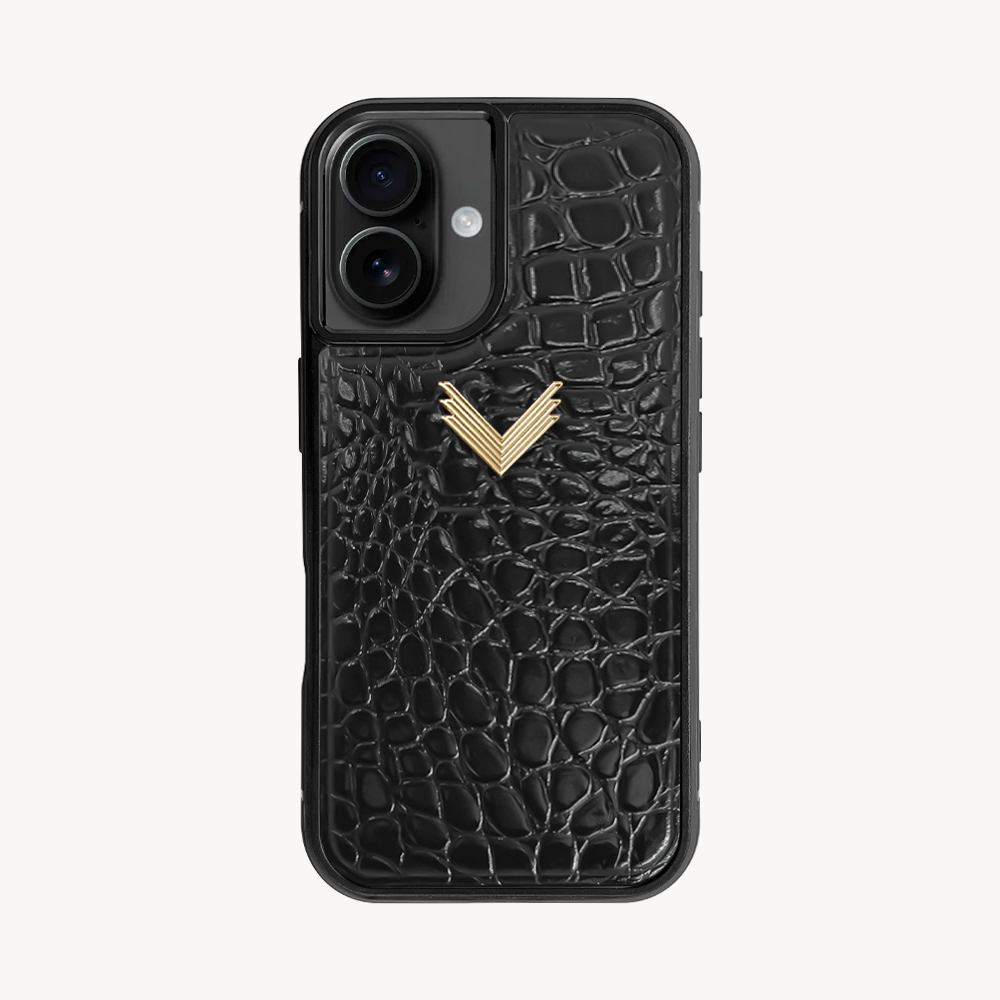 iPhone 17 Phone Case, Calf Leather, Crocodile Texture