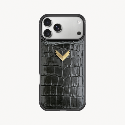 iPhone 18 Pro Phone Case, Calf Leather, Crocodile Texture