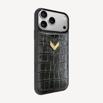 iPhone 18 Pro Phone Case, Calf Leather, Crocodile Texture