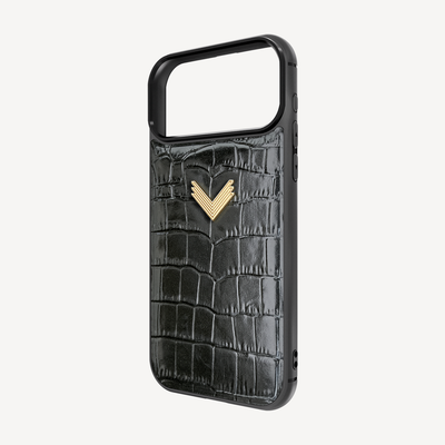 iPhone 18 Pro Phone Case, Calf Leather, Crocodile Texture