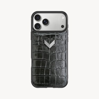 iPhone 18 Pro Phone Case, Calf Leather, Crocodile Texture
