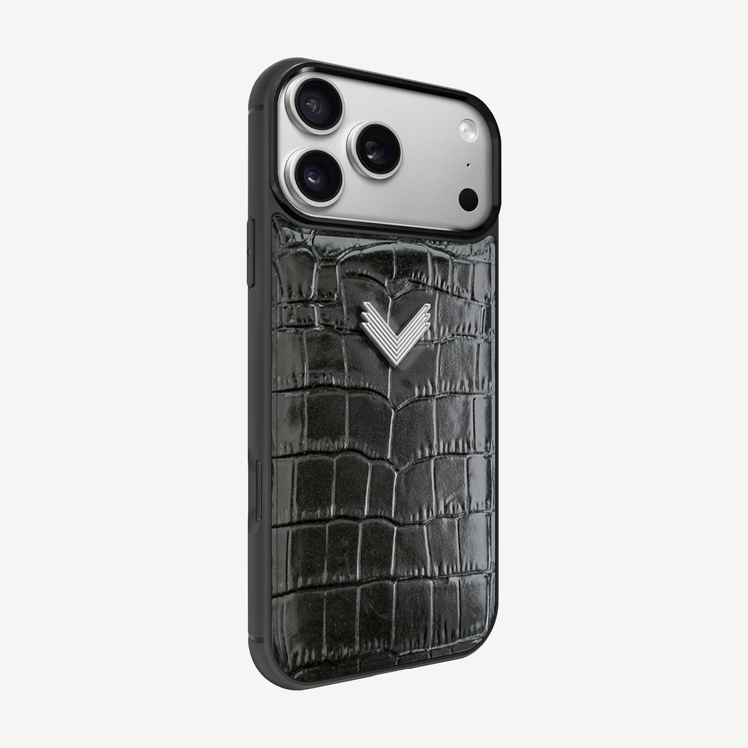 iPhone 18 Pro Phone Case, Calf Leather, Crocodile Texture