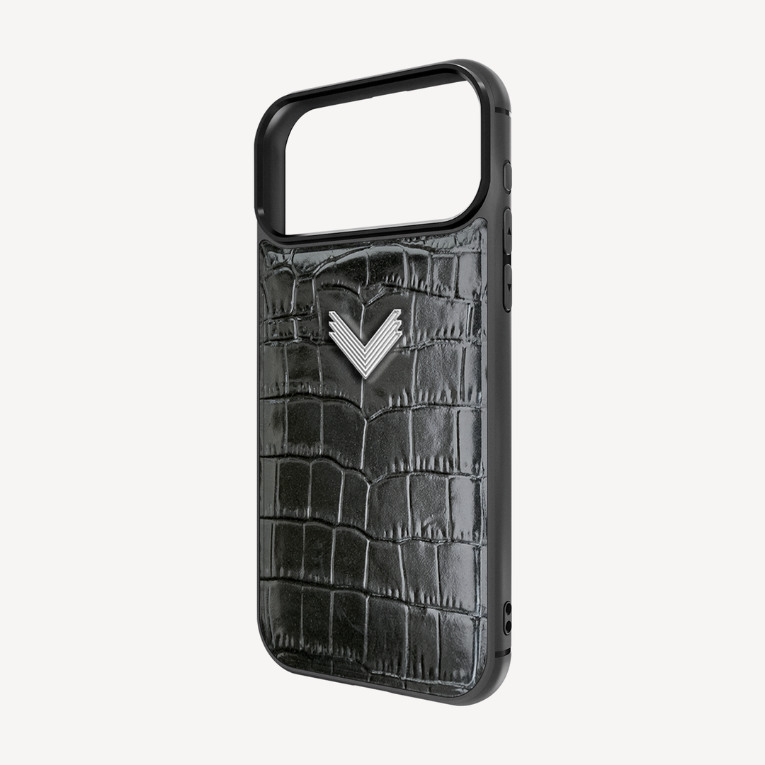 iPhone 18 Pro Phone Case, Calf Leather, Crocodile Texture